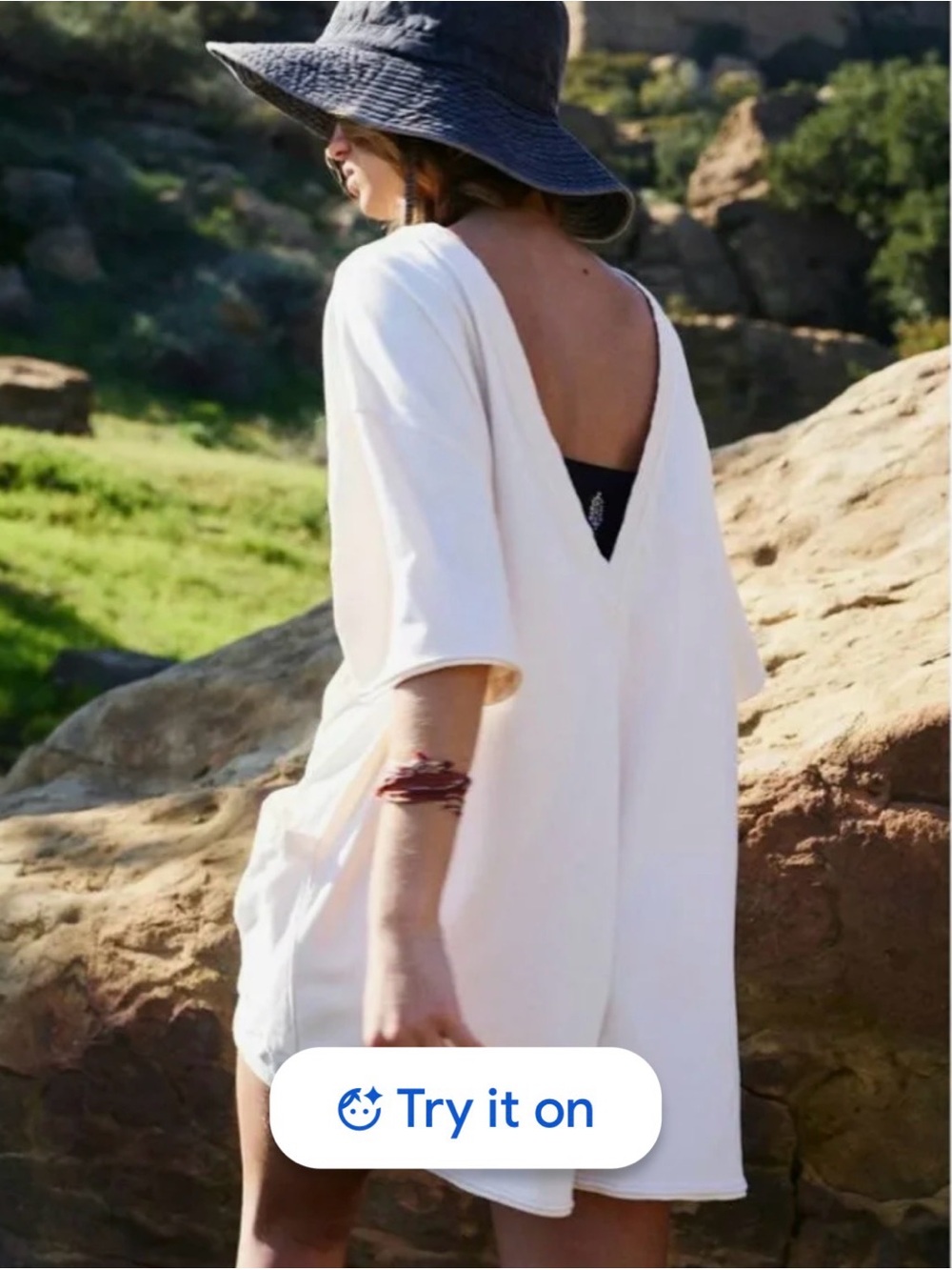 FREE PEOPLE Hot Shot Tee Romper by Free People NWOT SZ L in the color chalk - Picture 7 of 7